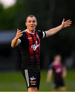 15 July 2019; Derek Pender of Bohemians reacts after a decision is given against his side during the SSE Airtricity League Premier Division match between UCD and Bohemians at UCD Bowl in Dublin. Photo by Seb Daly/Sportsfile