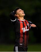 15 July 2019; Daniel Mandroiu of Bohemians reacts following a chance to score during the SSE Airtricity League Premier Division match between UCD and Bohemians at UCD Bowl in Dublin. Photo by Seb Daly/Sportsfile