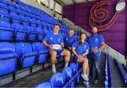 16 July 2019; Leinster Rugby this morning confirmed a first ever double-header in Energia Park on the 17th August 2019 to kick start the Leinster season. At 3.00pm Leo Cullen’s defending Guinness PRO14 champions will play their first game of the Bank of Ireland Pre-Season Schedule against Coventry, while at 5.30pm Ben Armstrong’s defending Interprovincial Women’s Champions will get the defence of their title underway against Connacht. Tickets are now on sale at leinsterrugby.ie with prices starting from €5 for junior tickets and €10 for adult tickets. At the announcement this morning in Energia Park, were from left, Ed Byrne of Leinster, Leinster head coach Leo Cullen, Michelle Claffey of Leinster and Leinster Women’s head coach Ben Armstrong. Photo by Sam Barnes/Sportsfile