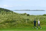 16 July 2019; Webb Simpson, left, and Keegan Bradley of USA during a practice round ahead of the 148th Open Championship at Royal Portrush in Portrush, Co. Antrim. Photo by Brendan Moran/Sportsfile
