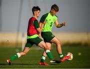 16 July 2019; Matt Everitt, right, and Niall Morahan during a Republic of Ireland training session at Vagharshapat Football Academy during the 2019 UEFA European U19 Championships in Yerevan, Armenia. Photo by Stephen McCarthy/Sportsfile