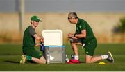 16 July 2019; Republic of Ireland team doctor Andrew Delany and team physiotherapist Michael Spillane during a training session at Vagharshapat Football Academy during the 2019 UEFA European U19 Championships in Yerevan, Armenia. Photo by Stephen McCarthy/Sportsfile