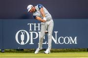 16 July 2019; Dustin Johnson of USA hits a tee shot on the 1st hole during a practice round ahead of the 148th Open Championship at Royal Portrush in Portrush, Co. Antrim. Photo by John Dickson/Sportsfile