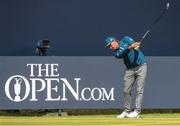 16 July 2019; Rickie Fowler of USA hits a tee shot on the 1st hole during a practice round ahead of the 148th Open Championship at Royal Portrush in Portrush, Co. Antrim. Photo by John Dickson/Sportsfile