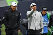 17 July 2019; Xander Schauffele of USA, left, with Kurt Kitayama of USA during a practice round ahead of the 148th Open Championship at Royal Portrush in Portrush, Co. Antrim. Photo by Brendan Moran/Sportsfile