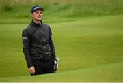 17 July 2019; Justin Rose of England watches his shot from a bunker on the 13th hole during a practice round ahead of the 148th Open Championship at Royal Portrush in Portrush, Co. Antrim. Photo by Ramsey Cardy/Sportsfile