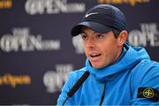 17 July 2019; Rory McIlroy of Northern Ireland during a press conference ahead of the 148th Open Championship at Royal Portrush in Portrush, Co. Antrim. Photo by Brendan Moran/Sportsfile