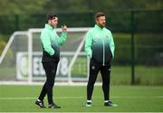 17 July 2019; Shamrock Rovers manager Stephen Bradley, left, and Shamrock Rovers sporting director Stephen McPhail during a Shamrock Rovers Training Session at Roadstone Group Sports Club in Kingswood, Dublin. Photo by Eóin Noonan/Sportsfile