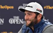 17 July 2019; Jon Rahm of Spain during a press conference ahead of the 148th Open Championship at Royal Portrush in Portrush, Co. Antrim. Photo by Brendan Moran/Sportsfile