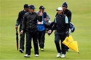 17 July 2019; Justin Rose of England, left, and Tommy Fleetwood of England make their way down the 18th fairway during a practice round ahead of the 148th Open Championship at Royal Portrush in Portrush, Co. Antrim. Photo by John Dickson/Sportsfile