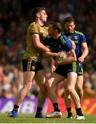 14 July 2019; Keith Higgins of Mayo during a coming together with Paul Geaney of Kerry during the GAA Football All-Ireland Senior Championship Quarter-Final Group 1 Phase 1 match between Kerry and Mayo at Fitzgerald Stadium in Killarney, Kerry. Photo by Eóin Noonan/Sportsfile