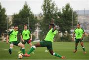 17 July 2019; Jonathan Afolabi and Joe Hodge, left, during a Republic of Ireland training session ahead of their second group game of the 2019 UEFA European U19 Championships at the FFA Technical Centre in Yerevan, Armenia. Photo by Stephen McCarthy/Sportsfile