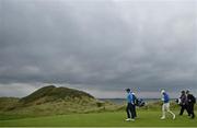 17 July 2019; Rory McIlroy of Northern Ireland, left, and Justin Thomas of USA during a practice round ahead of the 148th Open Championship at Royal Portrush in Portrush, Co. Antrim. Photo by Brendan Moran/Sportsfile