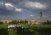 17 July 2019; Republic of Ireland head coach Tom Mohan speaks to his players during a training session ahead of their second group game of the 2019 UEFA European U19 Championships at the FFA Technical Centre in Yerevan, Armenia. Photo by Stephen McCarthy/Sportsfile