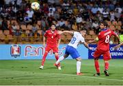 17 July 2019; Davide Merola of Italy shoots to score his side's second goal despite the attention of Arsen Yeghiazaryan of Armenia during the 2019 UEFA European U19 Championships group A match between Armenia and Italy at Vazgen Sargsyan Republican Stadium in Yerevan, Armenia. Photo by Stephen McCarthy/Sportsfile