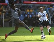 17 July 2019; John Mountney of Dundalk in action against Joel Bopesu of Riga during the UEFA Champions League First Qualifying Round 2nd Leg match between Riga and Dundalk at Skonto Stadium in Riga, Latvia. Photo by Roman Koksarov/Sportsfile