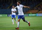 17 July 2019; Manolo Portanova of Italy celebrates after scoring his side's third goal during the 2019 UEFA European U19 Championships group A match between Armenia and Italy at Vazgen Sargsyan Republican Stadium in Yerevan, Armenia. Photo by Stephen McCarthy/Sportsfile