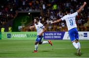 17 July 2019; Manolo Portanova of Italy celebrates after scoring his side's third goal during the 2019 UEFA European U19 Championships group A match between Armenia and Italy at Vazgen Sargsyan Republican Stadium in Yerevan, Armenia. Photo by Stephen McCarthy/Sportsfile