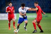 17 July 2019; Elia Petrelli of Italy in action against Arsen Yeghiazaryan of Armenia during the 2019 UEFA European U19 Championships group A match between Armenia and Italy at Vazgen Sargsyan Republican Stadium in Yerevan, Armenia. Photo by Stephen McCarthy/Sportsfile