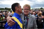 17 July 2019; Racegoer Mary McAuley from Killa, Co Cork, meets Jockey Frankie Dettori during day 3 of the Killarney Racing Festival at Killarney Racecourse in Kerry. Photo by David Fitzgerald/Sportsfile