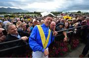 17 July 2019; Jockey Frankie Dettori with racegoers during day 3 of the Killarney Racing Festival at Killarney Racecourse in Kerry. Photo by David Fitzgerald/Sportsfile