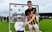 17 July 2019; David Blanchfield of Kilkenny is presented with his Bord Gáis Energy Man of the Match award from Karla O’Neill, age 8 from Wexford following the Bord Gais Energy Leinster GAA Hurling U20 Championship Final match between Kilkenny and Wexford at Innovate Wexford Park in Wexford. Photo by Matt Browne/Sportsfile