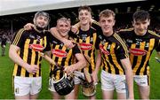 17 July 2019; Kilkenny players from left John Dowd, Mikey Butler, Stephen Donnelly, Conor Murphy and James Bergin celebrate after the Bord Gais Energy Leinster GAA Hurling U20 Championship Final match between Kilkenny and Wexford at Innovate Wexford Park in Wexford. Photo by Matt Browne/Sportsfile