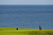 18 July 2019; Shane Lowry of Ireland lines up a putt on the 5th green during Day One of the 148th Open Championship at Royal Portrush in Portrush, Co Antrim. Photo by Brendan Moran/Sportsfile
