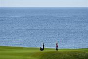 18 July 2019; Phil Mickelson of USA and Shane Lowry of Ireland on the 5th green during Day One of the 148th Open Championship at Royal Portrush in Portrush, Co Antrim. Photo by Brendan Moran/Sportsfile