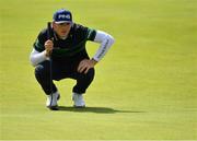 18 July 2019; Matt Wallace of England lines up a putt on the 2nd green during Day One of the 148th Open Championship at Royal Portrush in Portrush, Co Antrim. Photo by Brendan Moran/Sportsfile