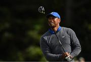18 July 2019; Tiger Woods of USA watches his tee shot on 5th hole during Day One of the 148th Open Championship at Royal Portrush in Portrush, Co Antrim. Photo by Brendan Moran/Sportsfile