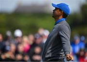 18 July 2019; Tiger Woods of USA reacts after missing a putt on the 3rd green during Day One of the 148th Open Championship at Royal Portrush in Portrush, Co Antrim. Photo by Brendan Moran/Sportsfile