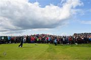 18 July 2019; Tiger Woods of USA watches his drive off the 14th tee box during Day One of the 148th Open Championship at Royal Portrush in Portrush, Co Antrim. Photo by Brendan Moran/Sportsfile