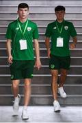18 July 2019; Conor Grant, left, and Niall Morahan of Republic of Ireland prior to the 2019 UEFA European U19 Championships Group B match between Republic of Ireland and France at Banants Stadium in Yerevan, Armenia. Photo by Stephen McCarthy/Sportsfile
