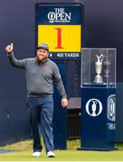 18 July 2019; Andrew Johnson of England acknowledges the gallery on the 1st tee during Day One of the 148th Open Championship at Royal Portrush in Portrush, Co Antrim. Photo by John Dickson/Sportsfile