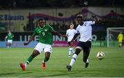 18 July 2019; Jonathan Afolabi of Republic of Ireland in action against Oumar Solet of France during the 2019 UEFA European U19 Championships Group B match between Republic of Ireland and France at Banants Stadium in Yerevan, Armenia. Photo by Stephen McCarthy/Sportsfile