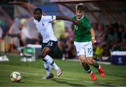 18 July 2019; Pierre Kalulu of France and Matt Everitt of Republic of Ireland during the 2019 UEFA European U19 Championships Group B match between Republic of Ireland and France at Banants Stadium in Yerevan, Armenia. Photo by Stephen McCarthy/Sportsfile