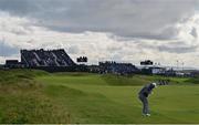 18 July 2019; Jon Rahm of Spain plays his second shot to the 11th green during Day One of the 148th Open Championship at Royal Portrush in Portrush, Co Antrim. Photo by Brendan Moran/Sportsfile