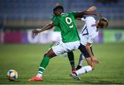 18 July 2019; Jonathan Afolabi of Republic of Ireland in action against Mathis Picouleau of France during the 2019 UEFA European U19 Championships Group B match between Republic of Ireland and France at Banants Stadium in Yerevan, Armenia.