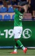 18 July 2019; Jonathan Afolabi of Republic of Ireland reacts after his shot on goal was saved during the 2019 UEFA European U19 Championships Group B match between Republic of Ireland and France at Banants Stadium in Yerevan, Armenia. Photo by Stephen McCarthy/Sportsfile