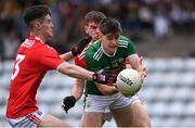 18 July 2019; Donal O'Sullivan of Kerry in action against Maurice Shanley and Peter O'Driscoll of Cork during the EirGrid Munster GAA Football U20 Championship Final match between Cork and Kerry at Páirc Ui Rinn in Cork. Photo by Matt Browne/Sportsfile