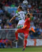 18 July 2019; Lee Grace of Shamrock Rovers in action against Veton Berisha of SK Brann during the UEFA Europa League First Qualifying Round 2nd Leg match between Shamrock Rovers and SK Brann at Tallaght Stadium in Dublin. Photo by Seb Daly/Sportsfile