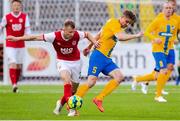 18 July 2019; Jamie Lennon of St Patrick's Athletic in action against Christoffer Nyman of IFK Norrköping during the UEFA Europa League First Qualifying Round 2nd Leg match between IFK Norrköping and St Patrick's Athletic at Norrköpings Idrottsparken in Norrkoping, Sweden. Photo by Peter Holgersson/Sportsfile