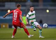 18 July 2019; Jack Byrne of Shamrock Rovers in action against Amer Ordagic of SK Brann during the UEFA Europa League First Qualifying Round 2nd Leg match between Shamrock Rovers and SK Brann at Tallaght Stadium in Dublin. Photo by Seb Daly/Sportsfile