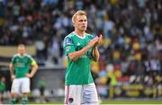 18 July 2019; Conor McCormack of Cork City applauds supporters after the UEFA Europa League First Qualifying Round 2nd Leg match between Progres Niederkorn and Cork City at Stade Municipal de Differdange, Differdange, Luxembourg. Photo by Doug Minihane/Sportsfile