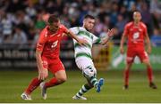 18 July 2019; Jack Byrne of Shamrock Rovers in action against Amer Ordagic of SK Brann during the UEFA Europa League First Qualifying Round 2nd Leg match between Shamrock Rovers and SK Brann at Tallaght Stadium in Dublin. Photo by Eóin Noonan/Sportsfile