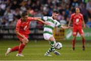18 July 2019; Jack Byrne of Shamrock Rovers in action against Amer Ordagic of SK Brann during the UEFA Europa League First Qualifying Round 2nd Leg match between Shamrock Rovers and SK Brann at Tallaght Stadium in Dublin. Photo by Eóin Noonan/Sportsfile
