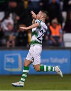 18 July 2019; Jack Byrne of Shamrock Rovers celebrates after scoring his side's first goal during the UEFA Europa League First Qualifying Round 2nd Leg match between Shamrock Rovers and SK Brann at Tallaght Stadium in Dublin. Photo by Seb Daly/Sportsfile