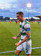 18 July 2019; Lee Grace of Shamrock Rovers celebrates following his side's first goal during the UEFA Europa League First Qualifying Round 2nd Leg match between Shamrock Rovers and SK Brann at Tallaght Stadium in Dublin. Photo by Seb Daly/Sportsfile