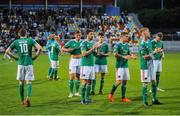 18 July 2019; Cork City players applaud their supporters after the UEFA Europa League First Qualifying Round 2nd Leg match between Progres Niederkorn and Cork City at Stade Municipal de Differdange, Differdange, Luxembourg. Photo by Doug Minihane/Sportsfile